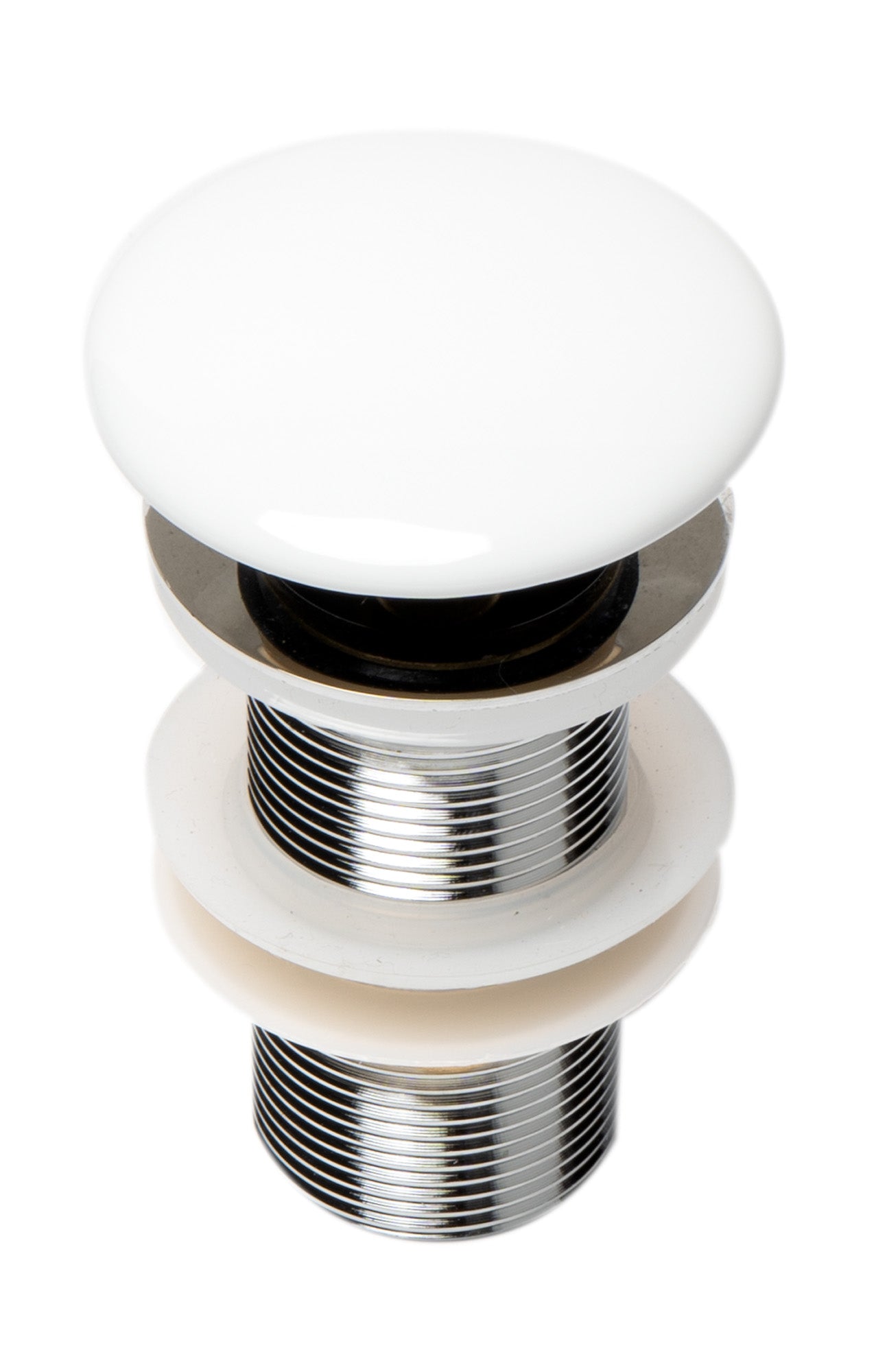White Ceramic Mushroom Top Pop Up Drain for Sinks without Overflow