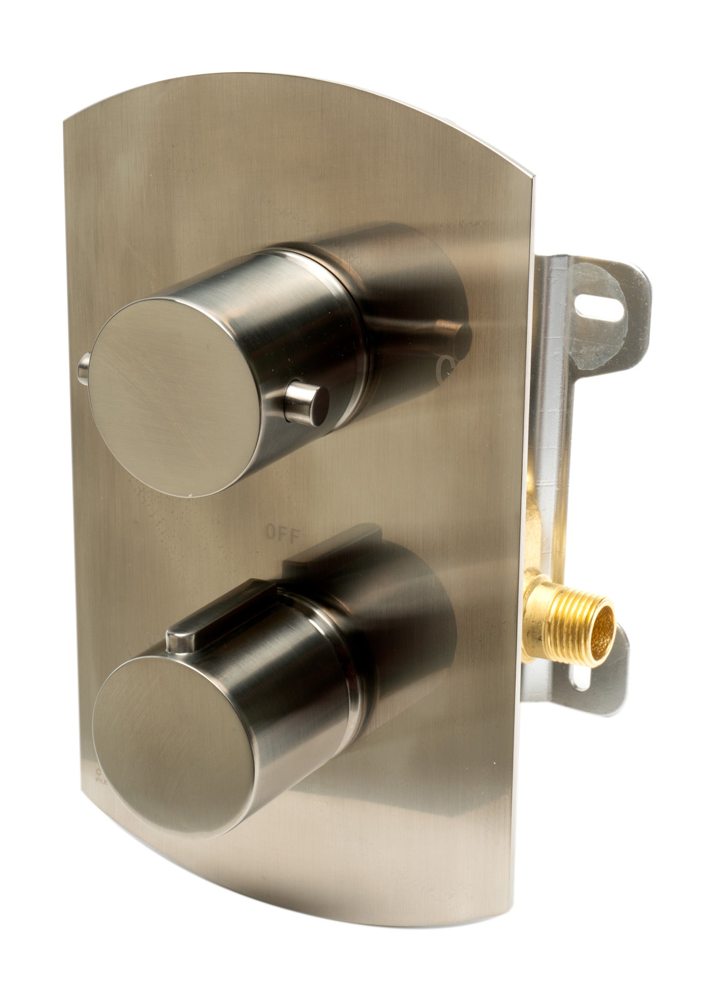 Brushed Nickel Round Knob 1 Way Thermostatic Shower Mixer