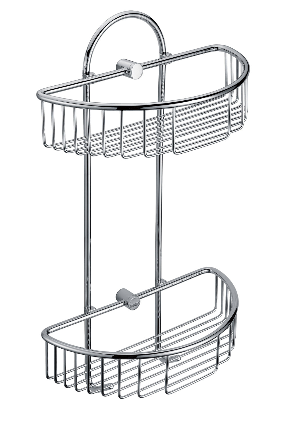 Polished Chrome Wall Mounted Double Basket Shower Shelf Bathroom Accessory