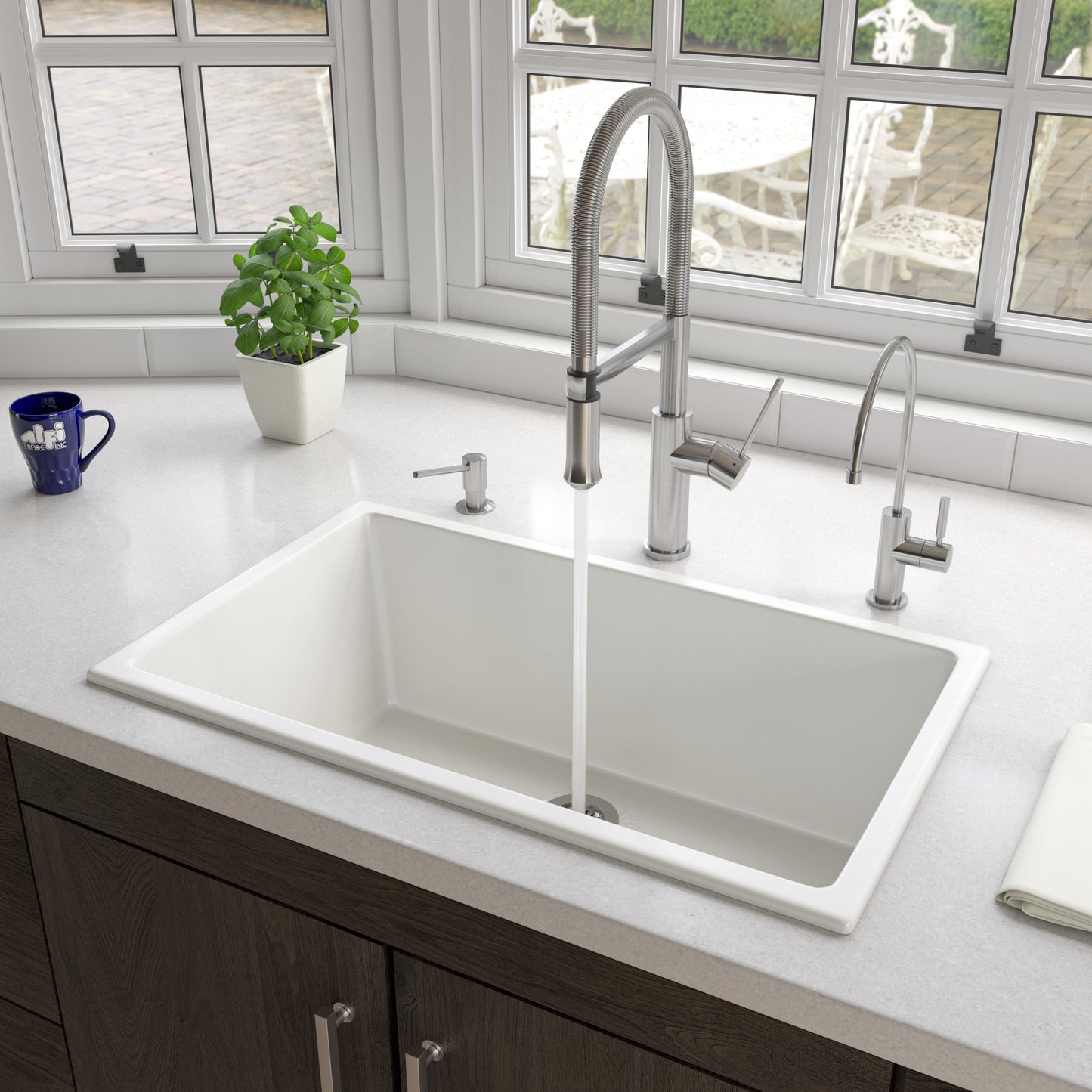 30" White Undermount / Drop In Fireclay Kitchen Sink
