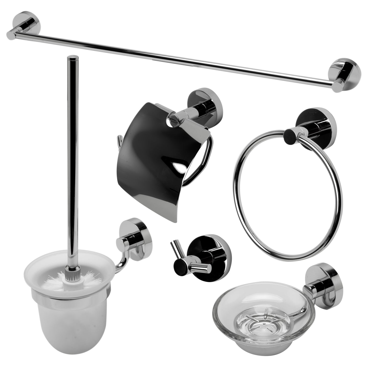 Polished Chrome 6 Piece Matching Bathroom Accessory Set