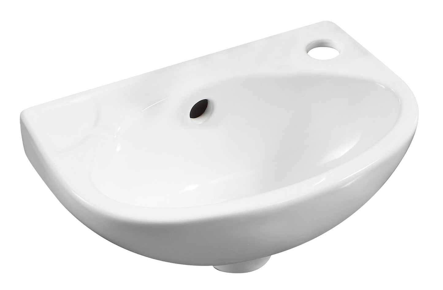 White 14" Small Wall Mounted Ceramic Sink with Faucet Hole
