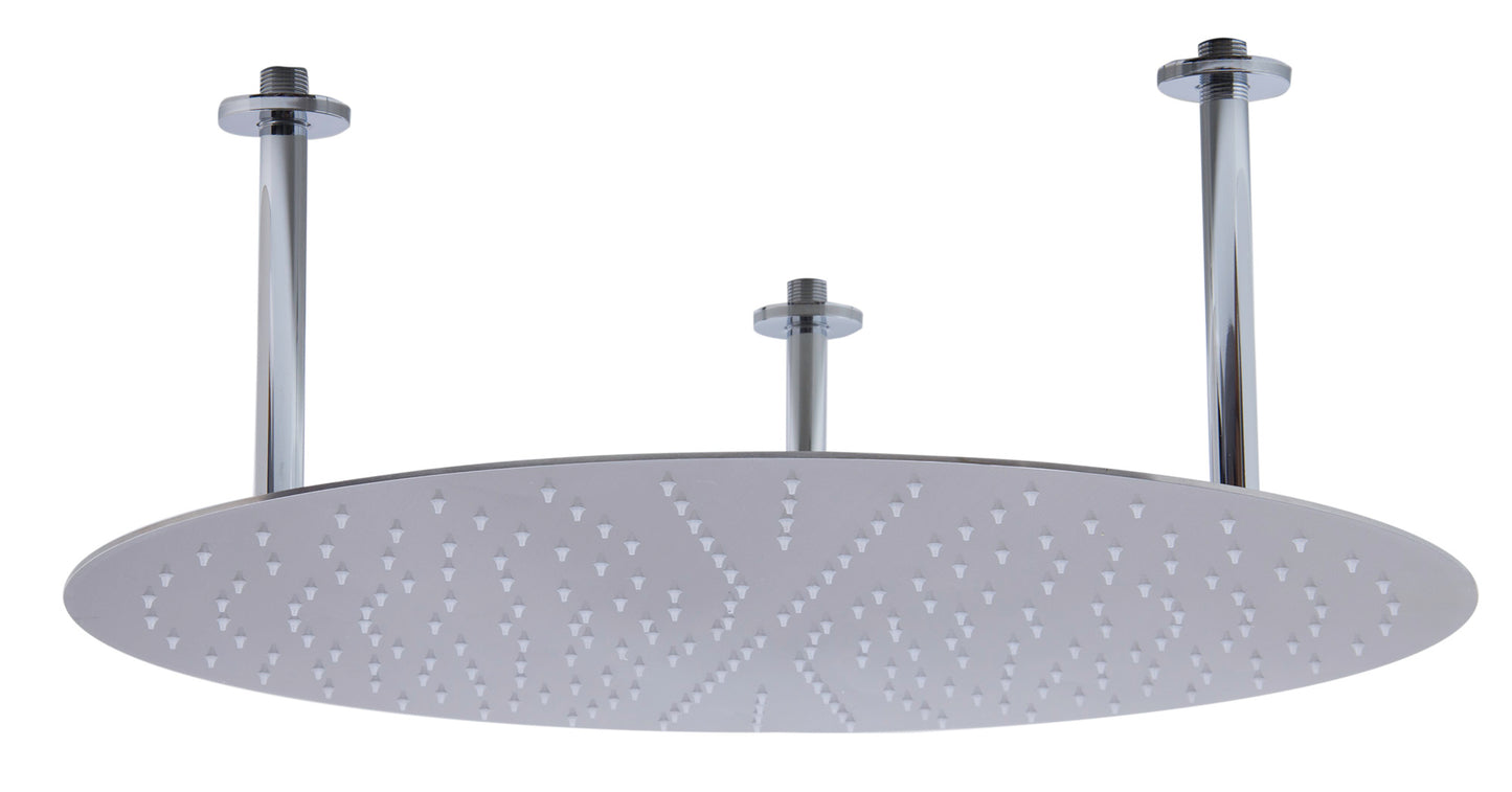 24" Round Brushed Solid Stainless Steel Ultra Thin Rain Shower Head