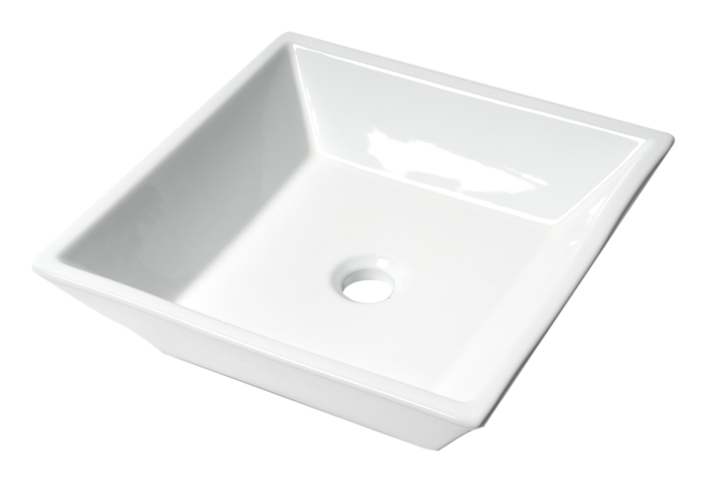 White 17" Square Above Mount Ceramic Sink