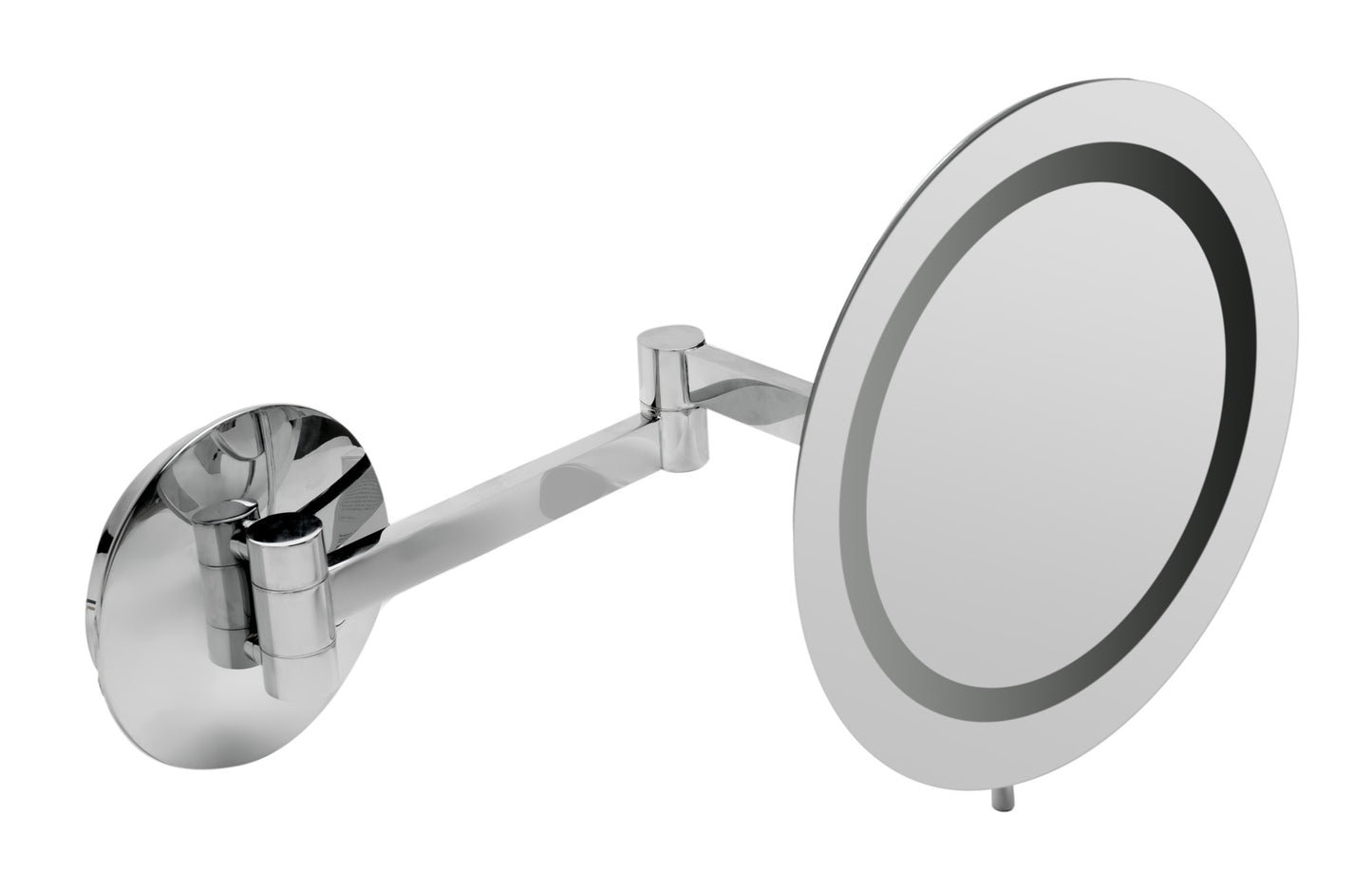 Polished Chrome Wall Mount Round 9" 5x Magnifying Cosmetic Mirror with Light
