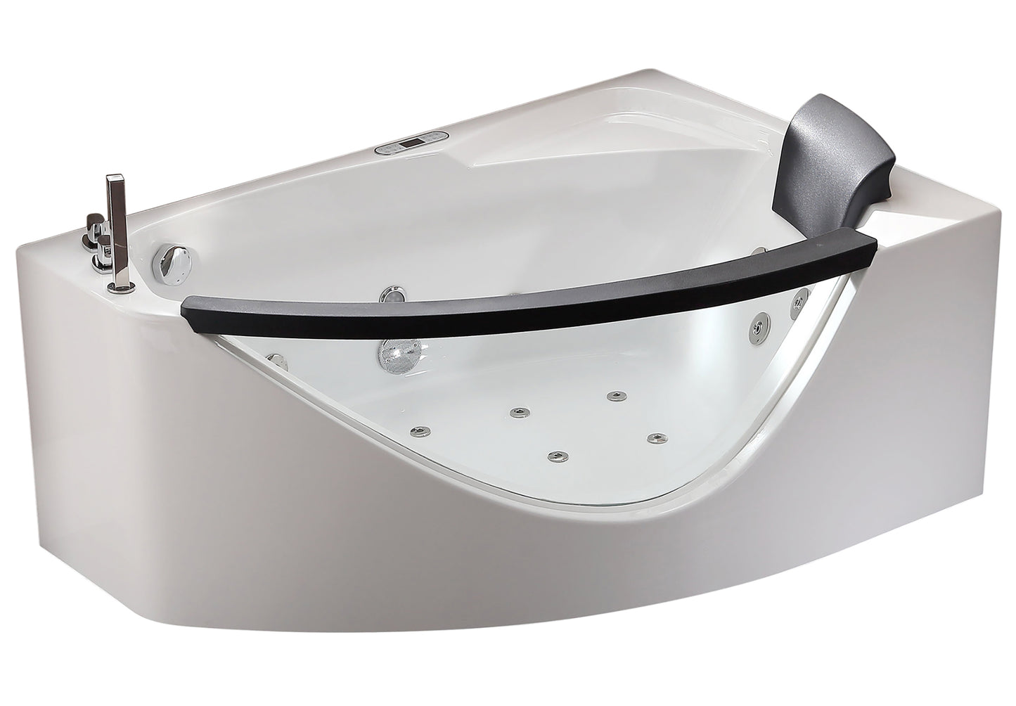 5 ft Clear Rounded Left Corner Acrylic Whirlpool Bathtub