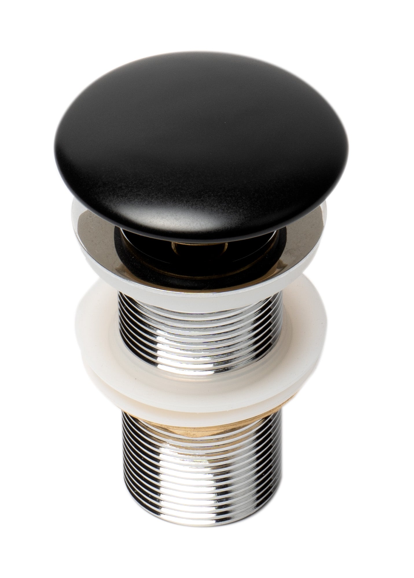 Black Matte Ceramic Mushroom Top Pop Up Drain for Sinks without Overflow