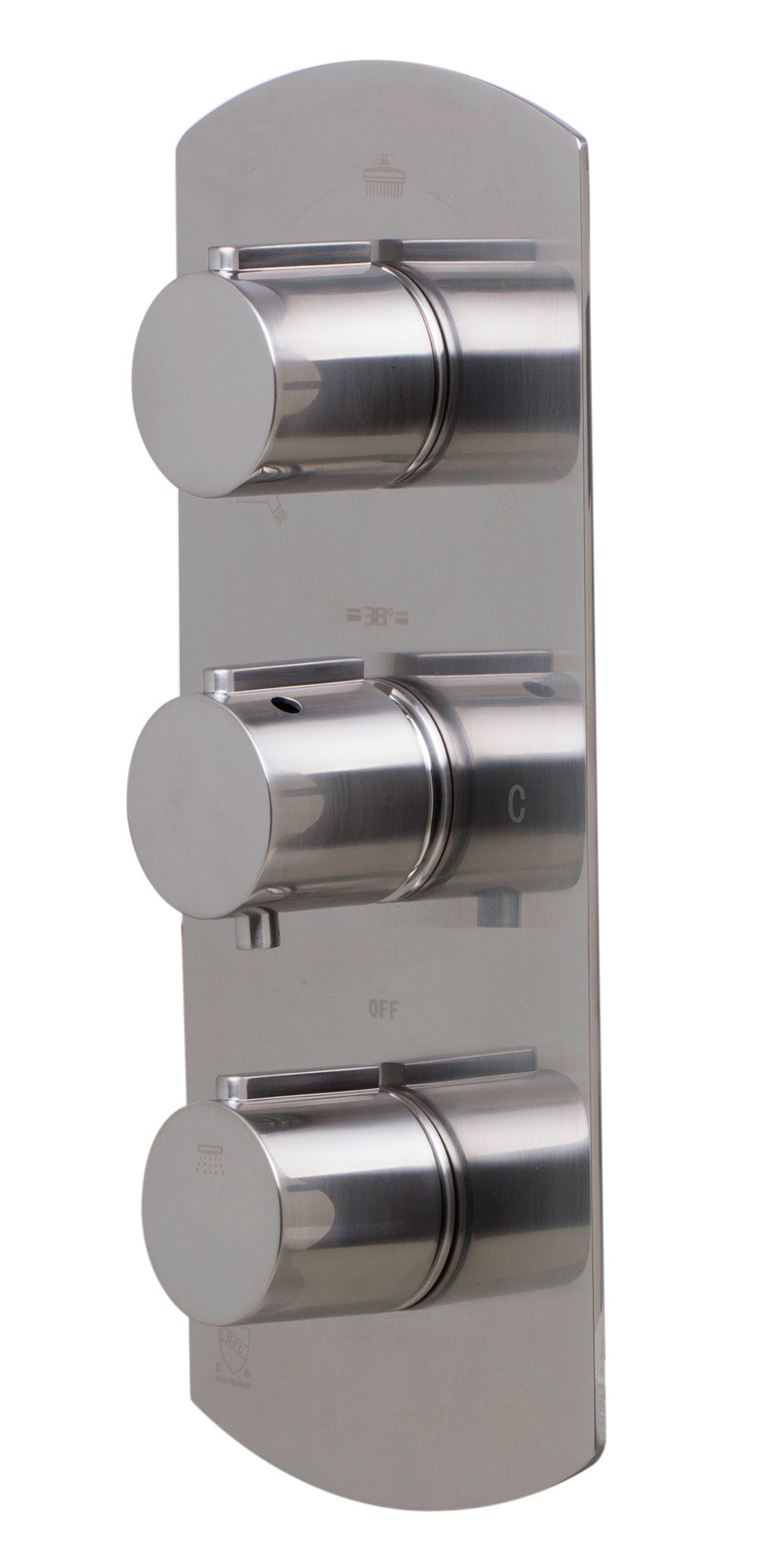 Brushed Nickel Concealed 3-Way Thermostatic Valve Shower Mixer Round Knobs