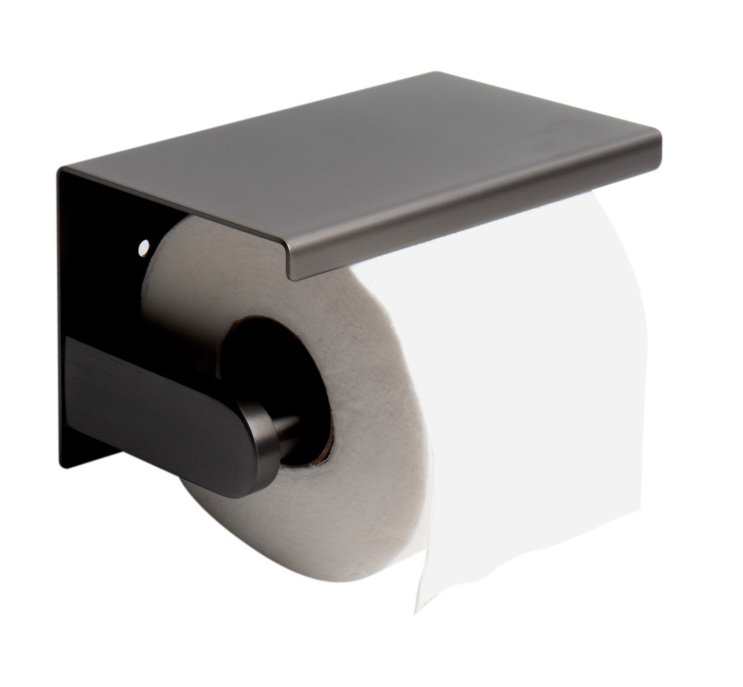 ALFI brand Brushed Black PVD Stainless Steel Toilet Paper Holder with Shelf