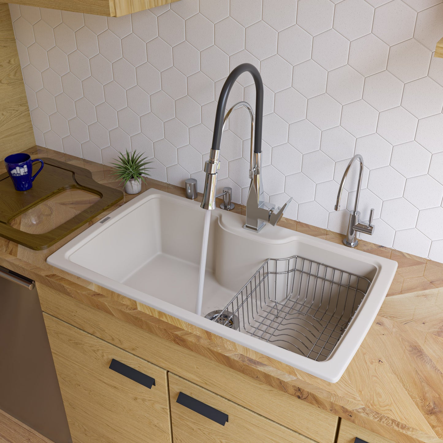 Biscuit 35" Drop-In Single Bowl Granite Composite Kitchen Sink