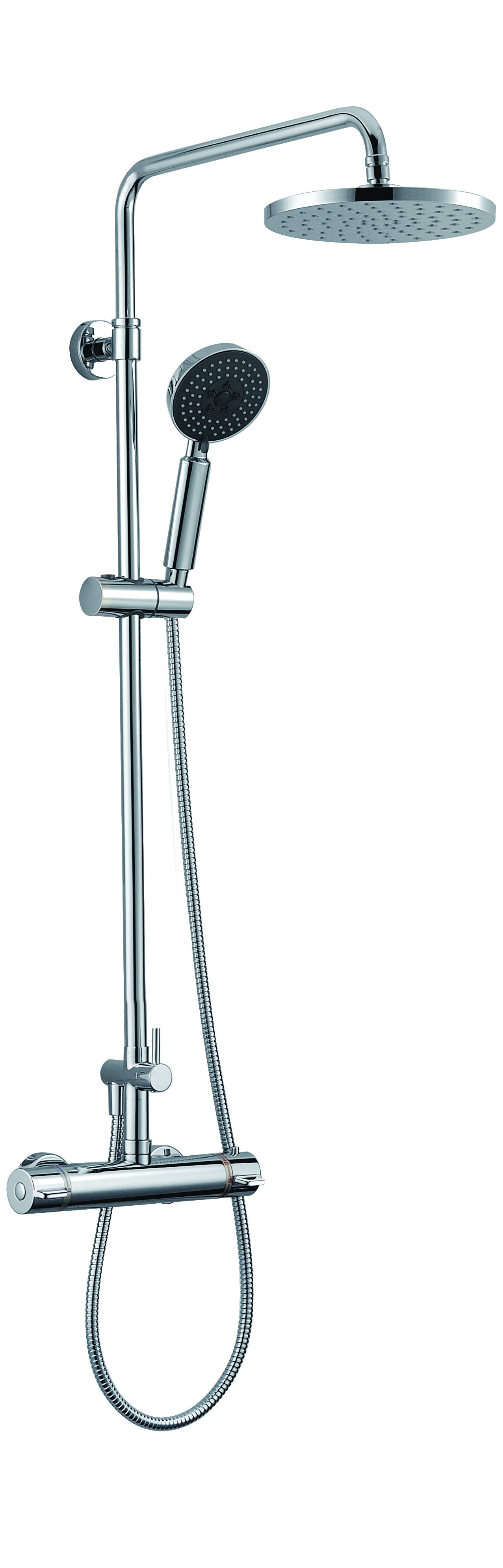 Polished Chrome Round Style Thermostatic Exposed Shower Set