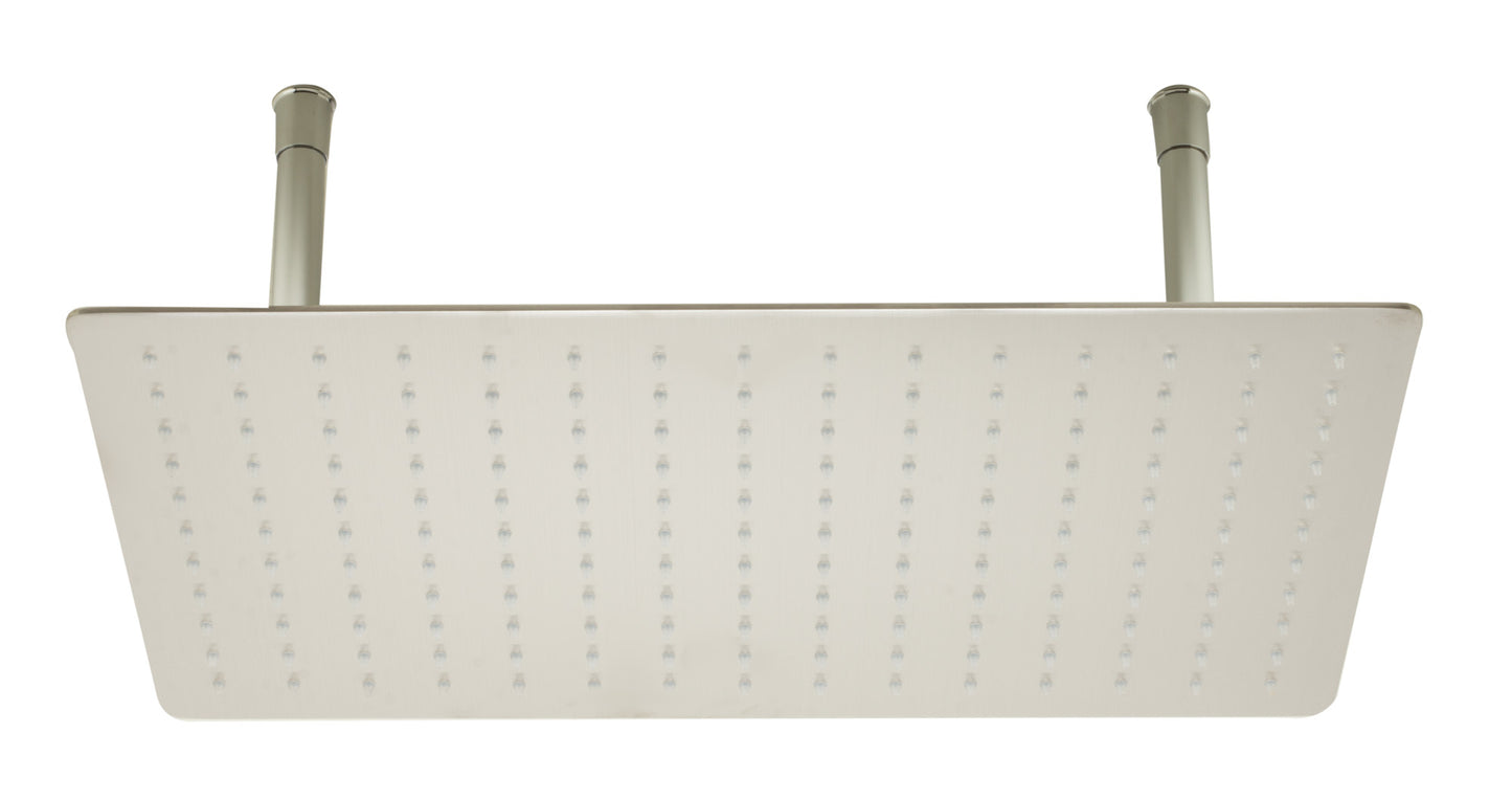 20" Rectangular Brushed Solid Stainless Steel Ultra Thin Rain Shower Head