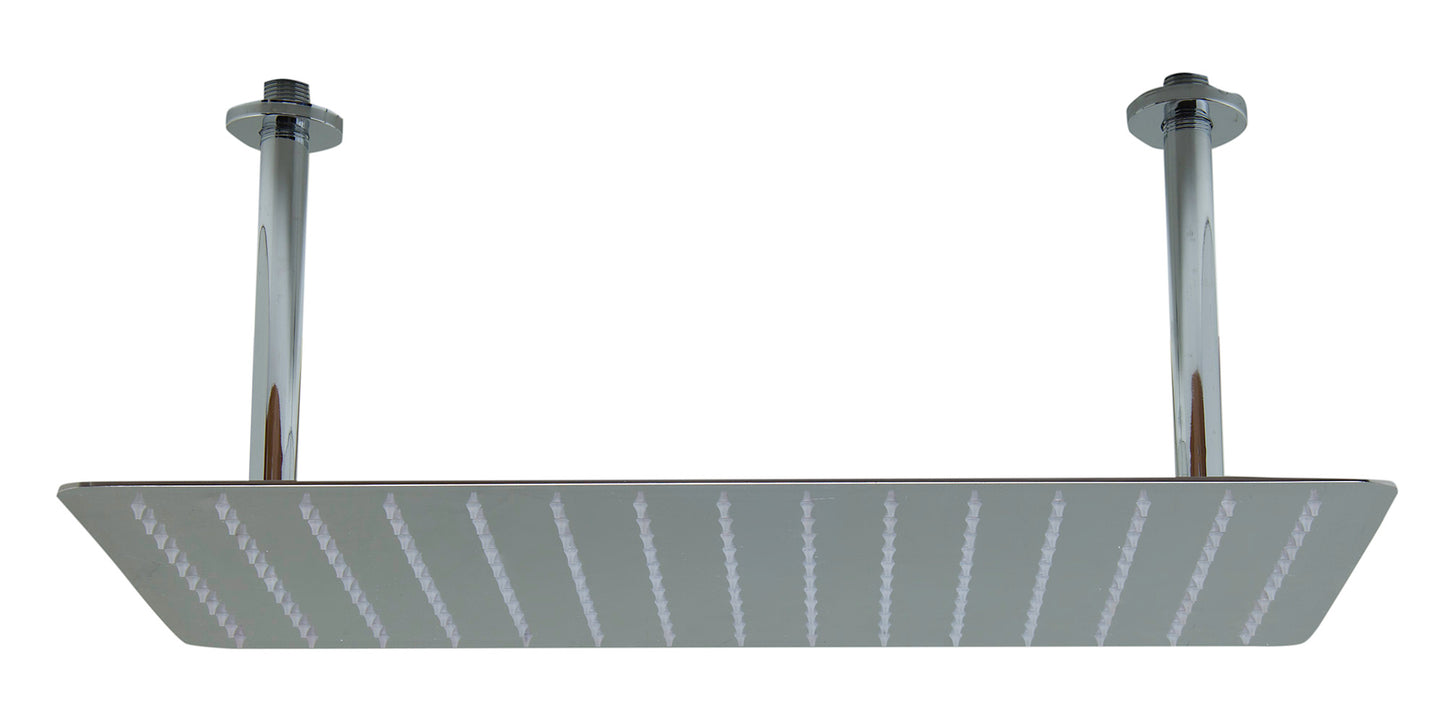 20" Rectangular Polished Solid Stainless Steel Ultra Thin Rain Shower Head