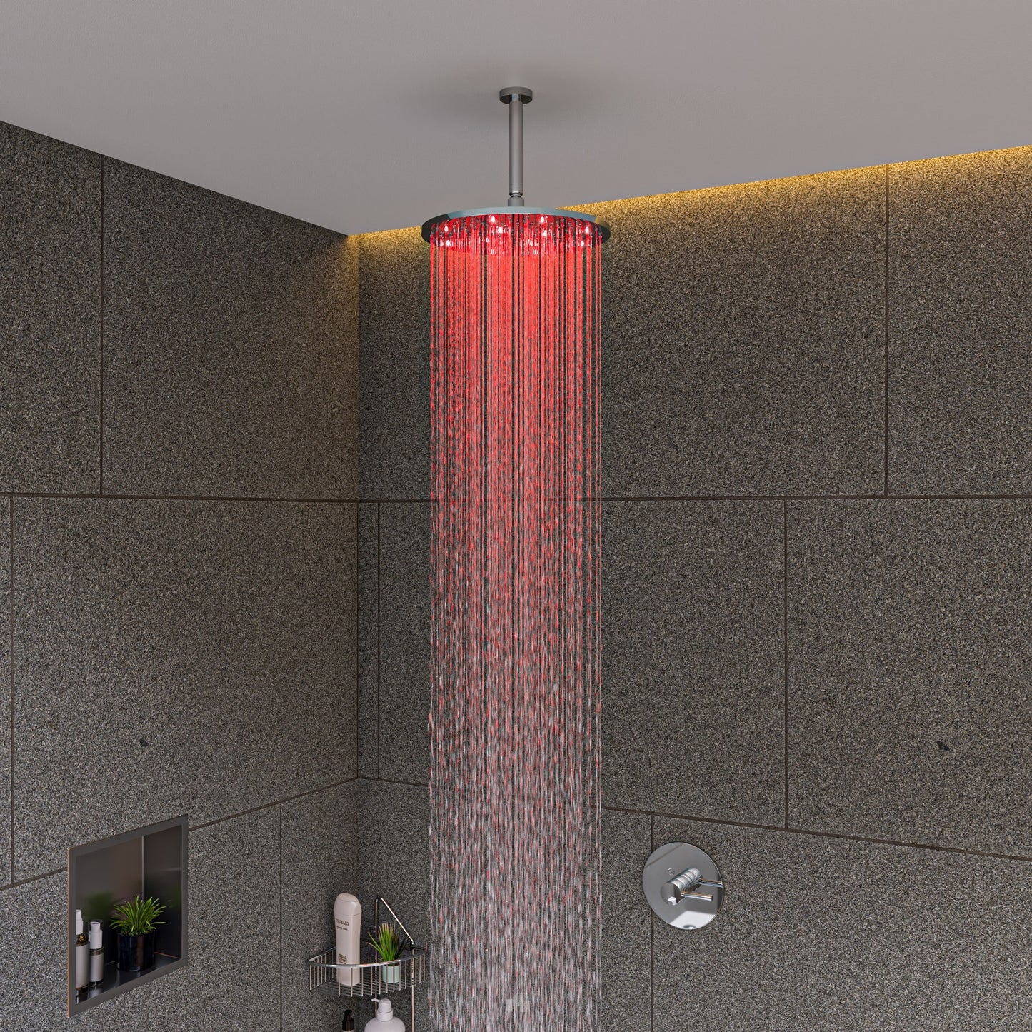 Polished Chrome 12" Round Multi Color LED Rain Shower Head