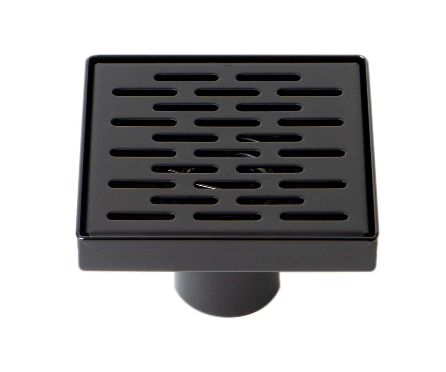 5" x 5" Black Matte Square Stainless Steel Shower Drain with Groove Holes