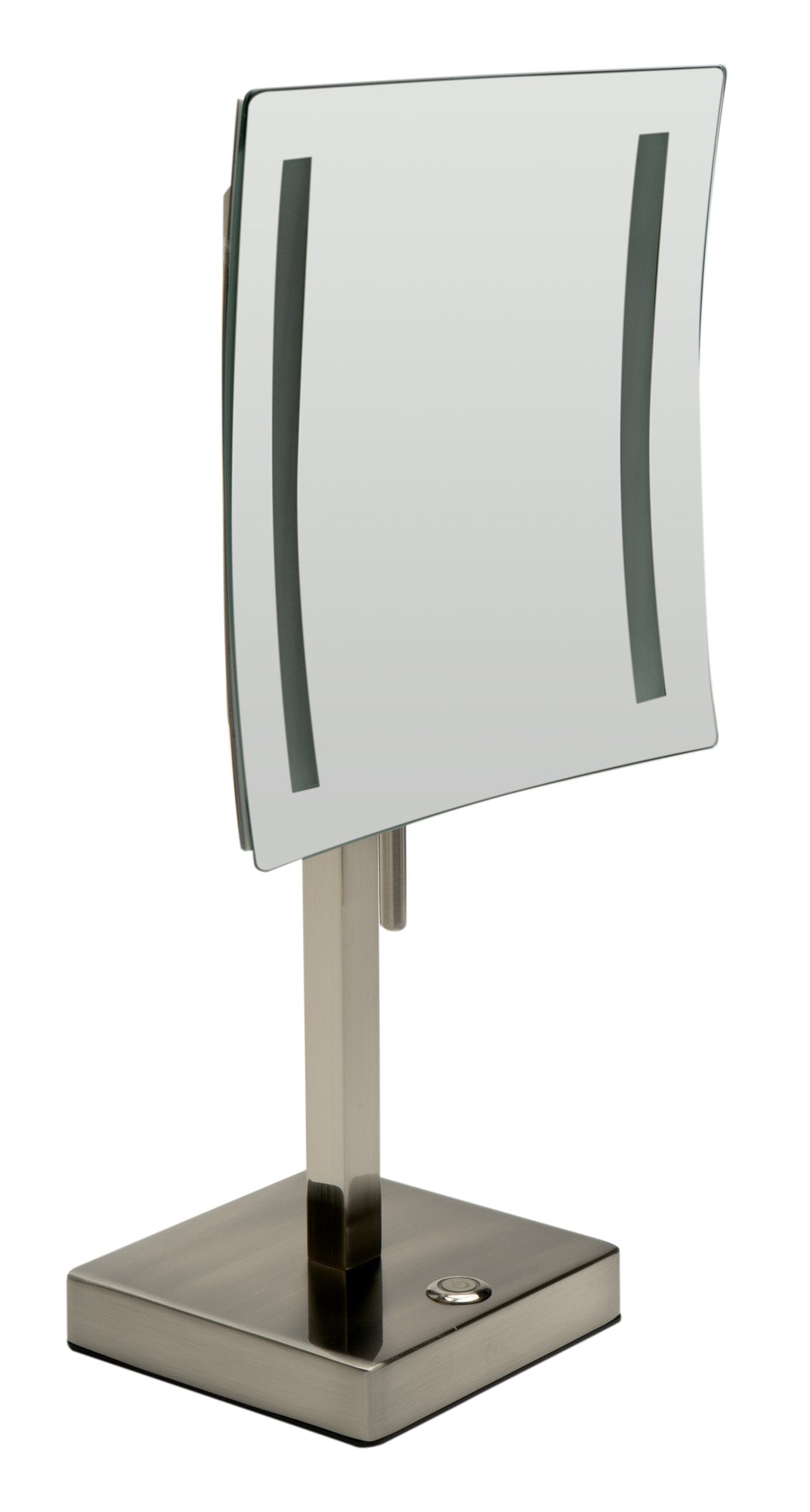 Brushed Nickel Tabletop Square 8" 5x Magnifying Cosmetic Mirror with Light