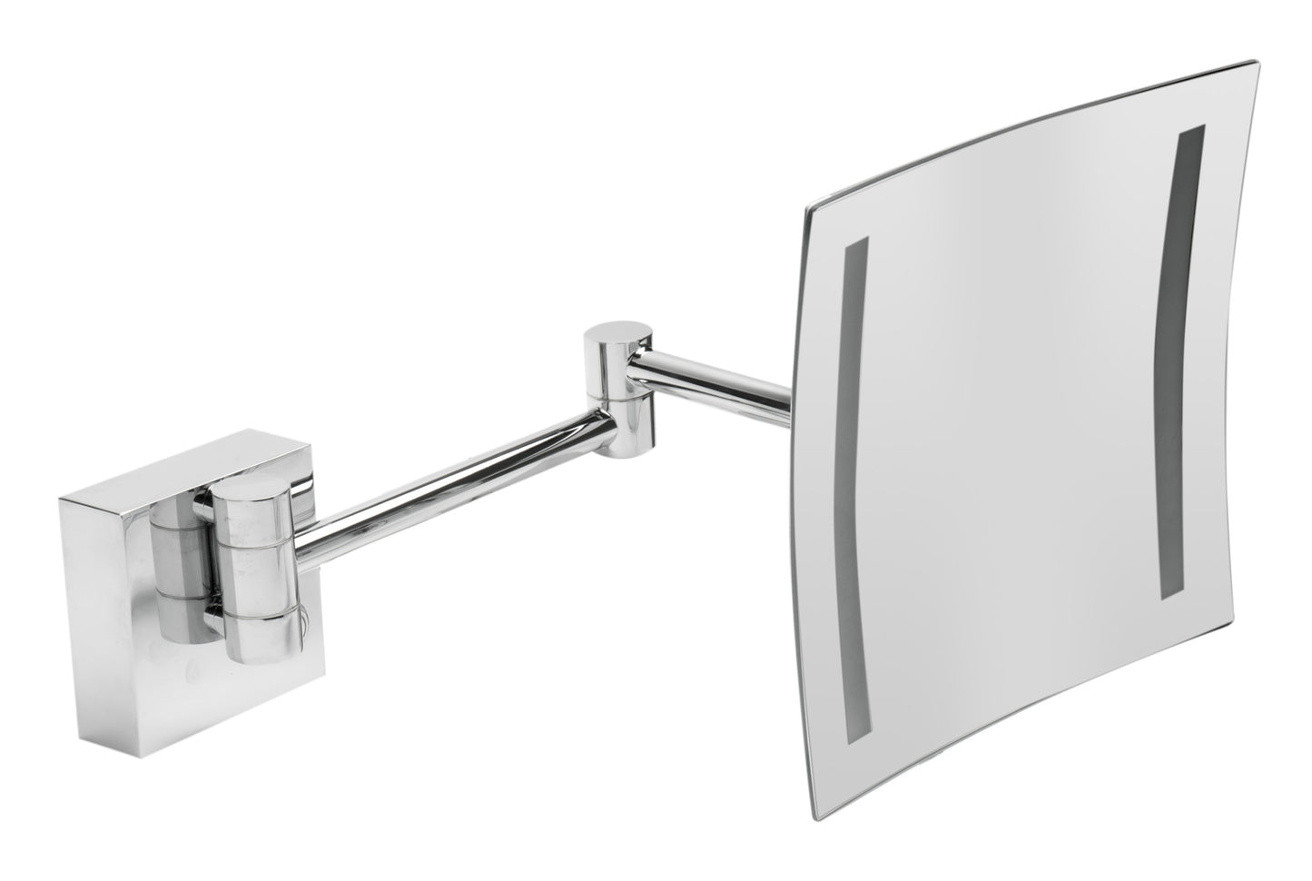 Polished Chrome Wall Mount Square 8" 5x Magnifying Cosmetic Mirror with Light