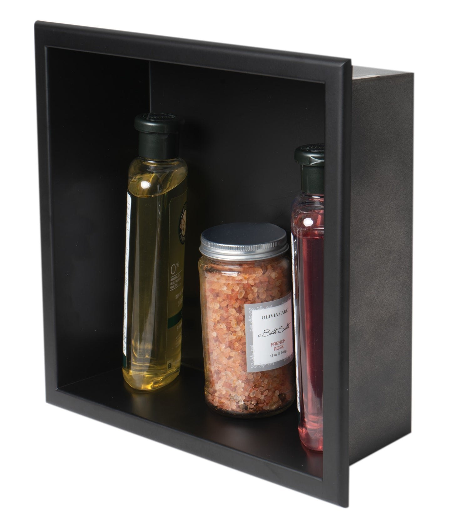 12" x 12" Black Matte Stainless Steel Square Single Shelf Bath Shower Niche