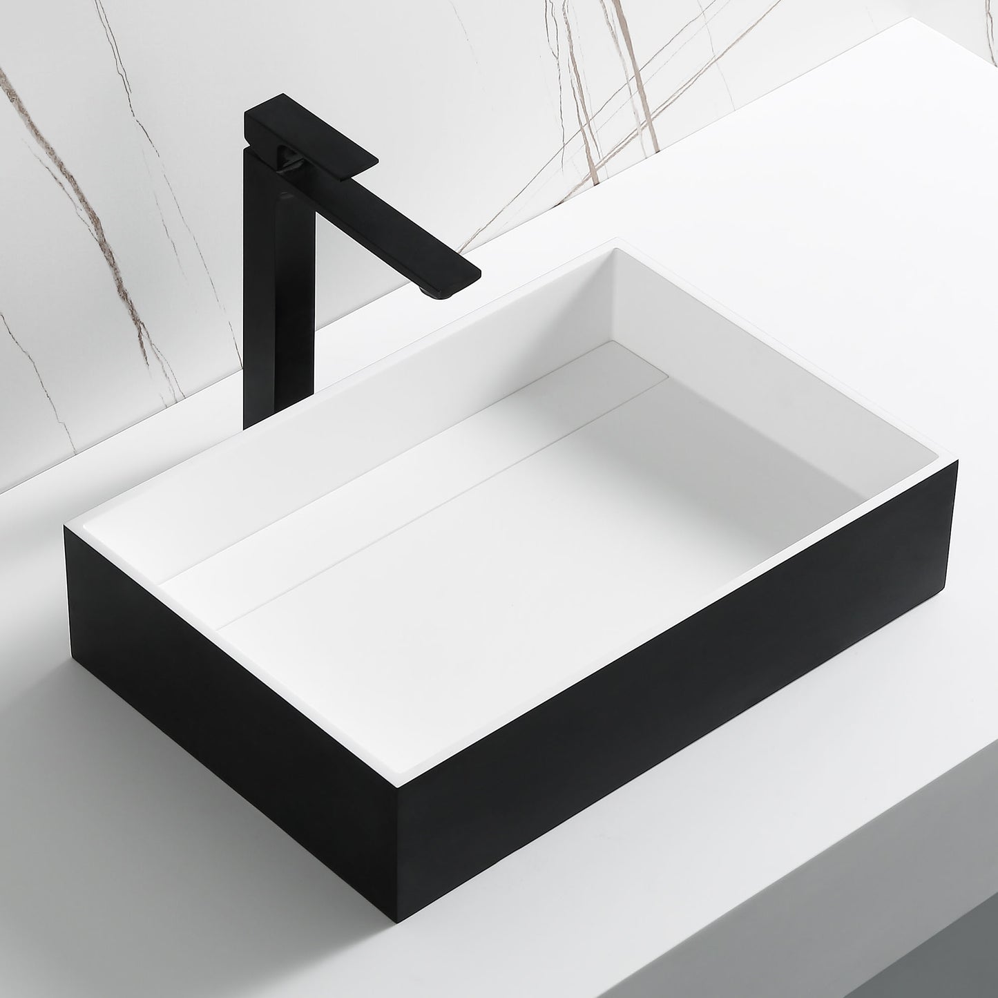 Black Matte 20" x 14" Solid Surface Resin Sink