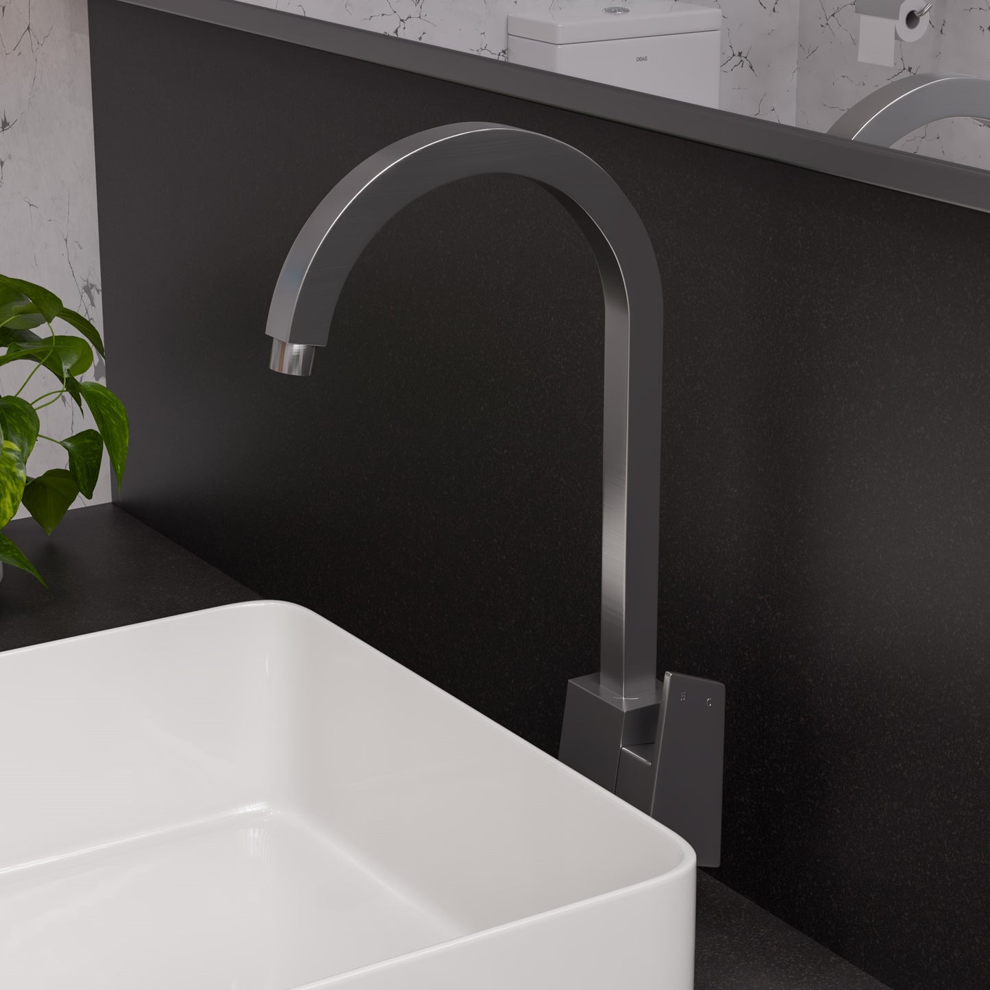 Brushed Nickel Gooseneck Single Hole Bathroom Faucet