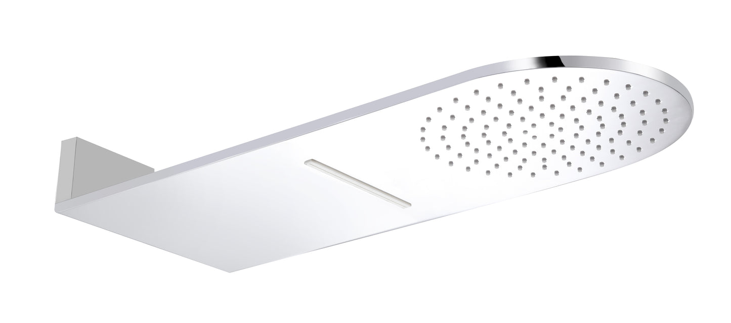 Polished Chrome 10" Wall-Mounted Square Waterfall Rain Shower Head