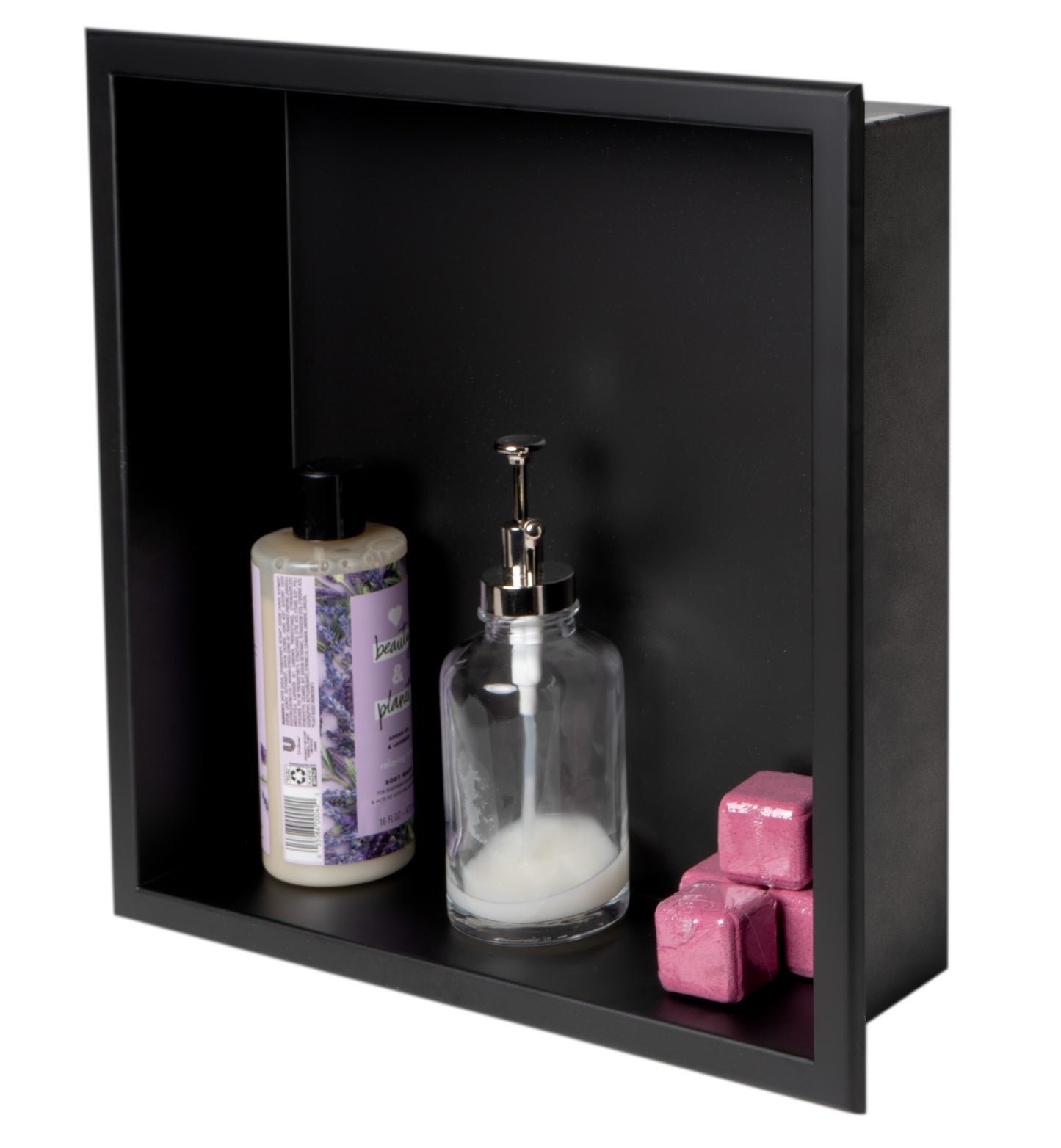 16" x 16" Black Matte Stainless Steel Square Single Shelf Bath Shower Niche