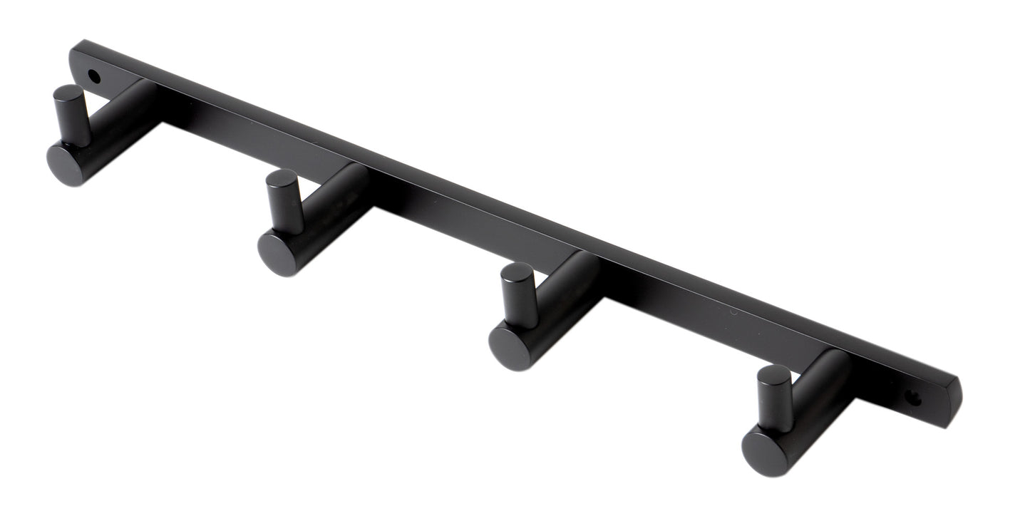 Black Matte Wall Mounted 4 Prong Robe / Towel Hook