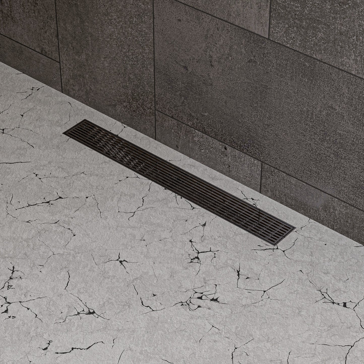 24" Modern Stainless Steel Linear Shower Drain with Groove Lines