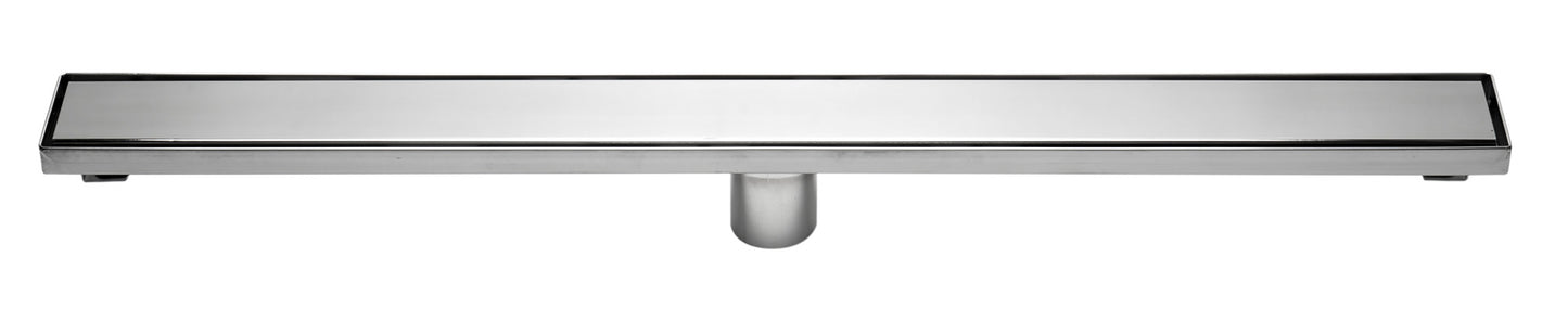 32" Modern Polished Stainless Steel Linear Shower Drain with Solid Cover
