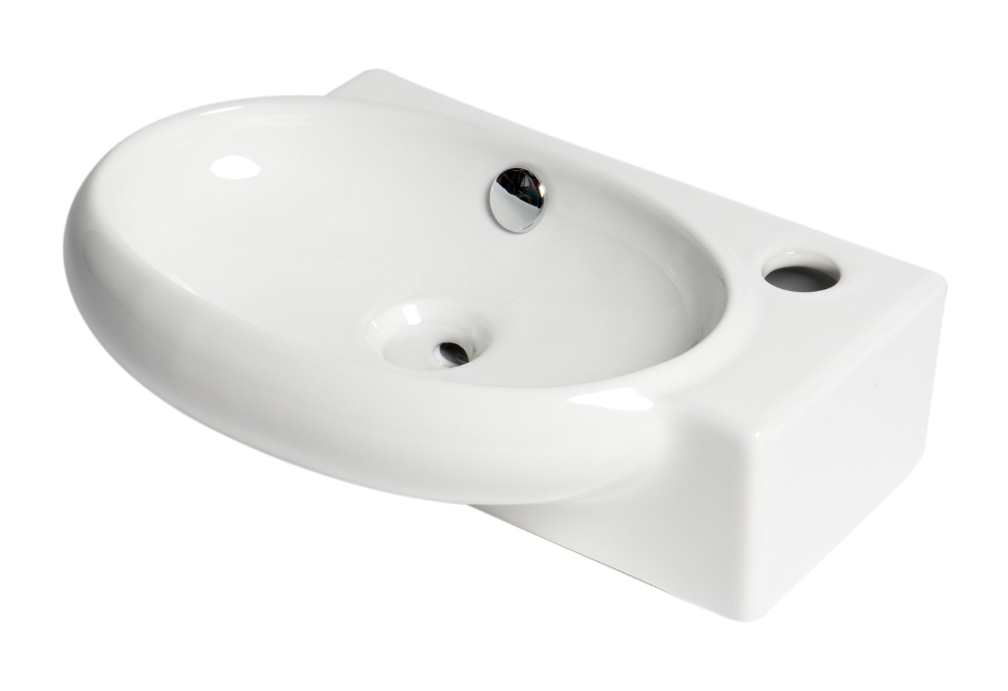White 17" Small Wall Mounted Ceramic Sink with Faucet Hole