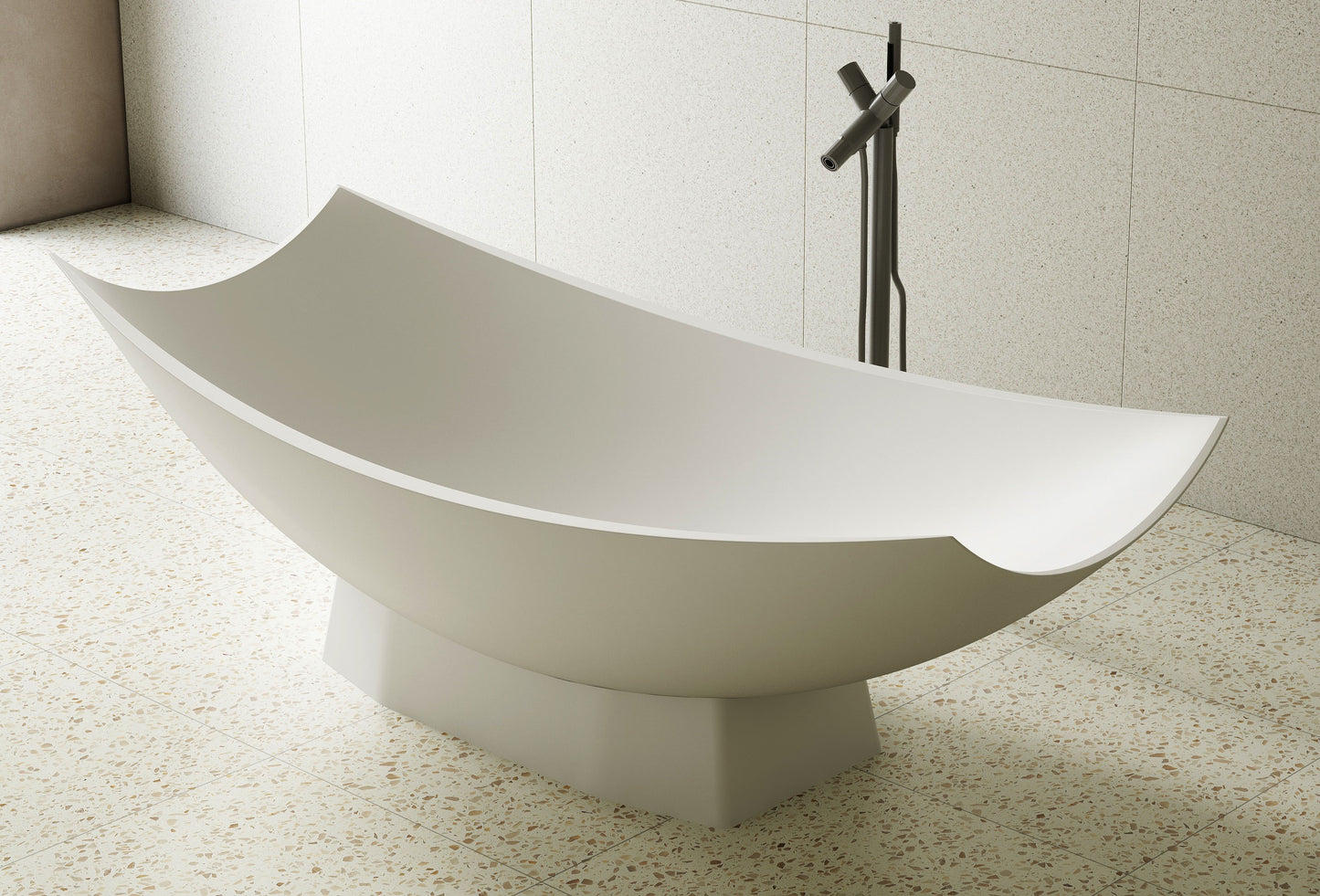 White Matte 71" Solid Surface Resin Free Standing Hammock Style Bathtub