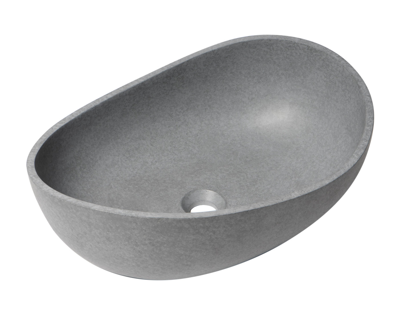 23" Solid Concrete Wavy Oval Above Mount Vessel Sink