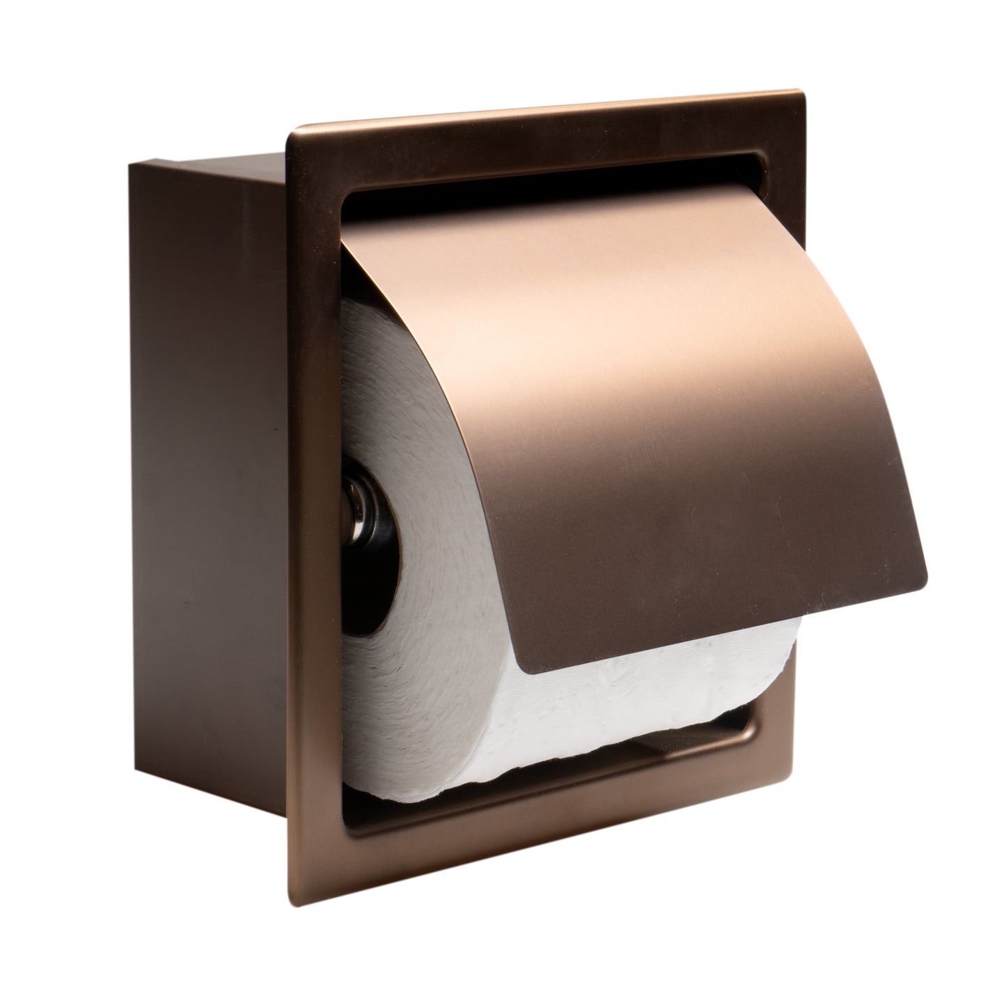 PVD Brushed Copper Stainless Steel Recessed Toilet Paper Holder with Cover