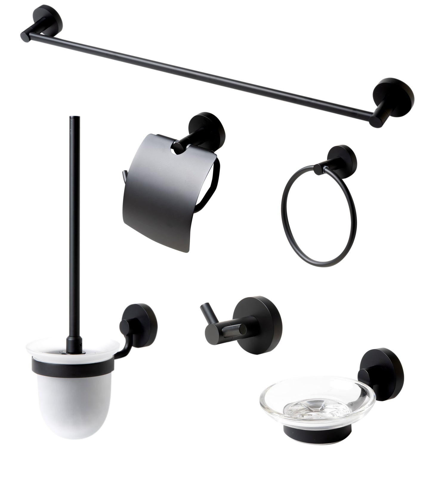 Black Matte 6 Piece Bath Accessory Set