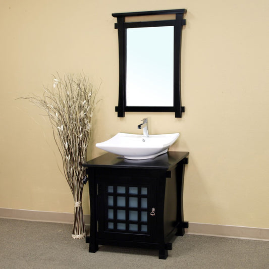 30" Single sink vanity wood black