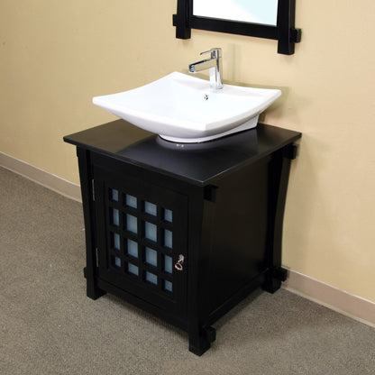 30" Single sink vanity wood black