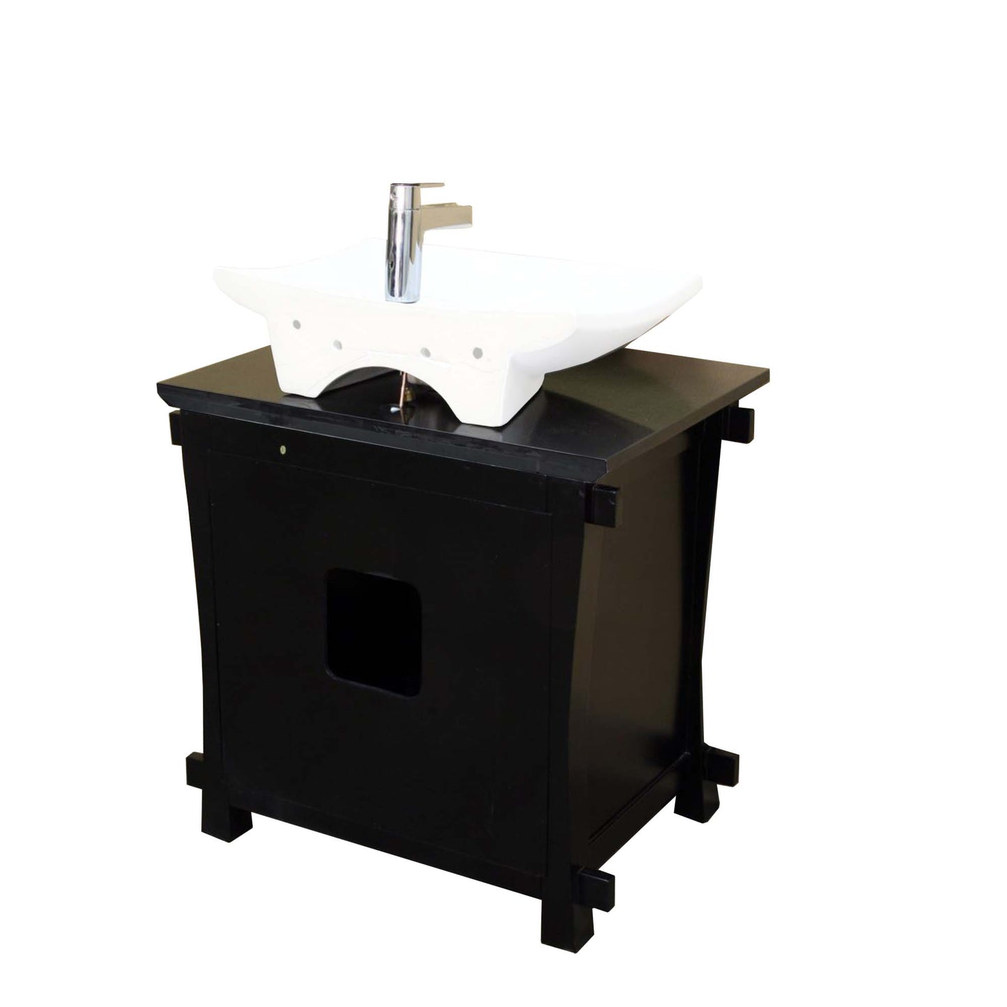 30" Single sink vanity wood black