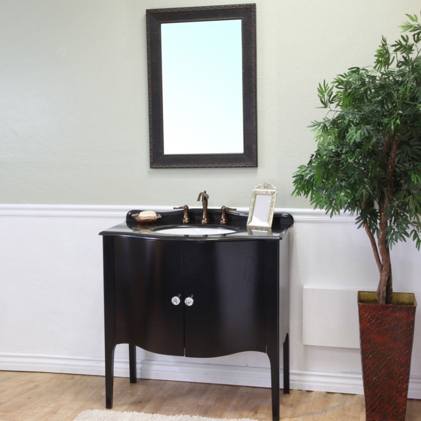 36" Single sink vanity wood black