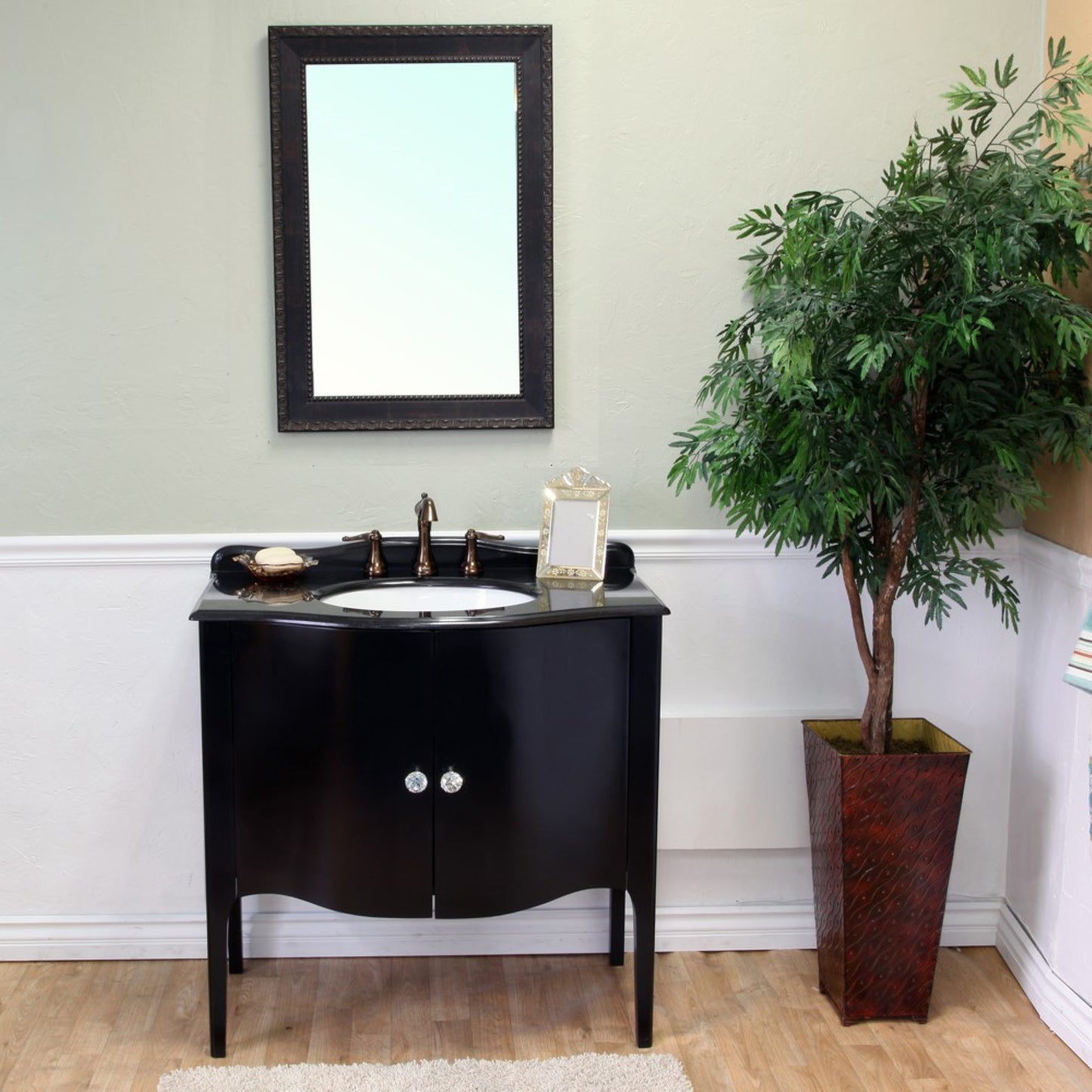 36" Single sink vanity wood black