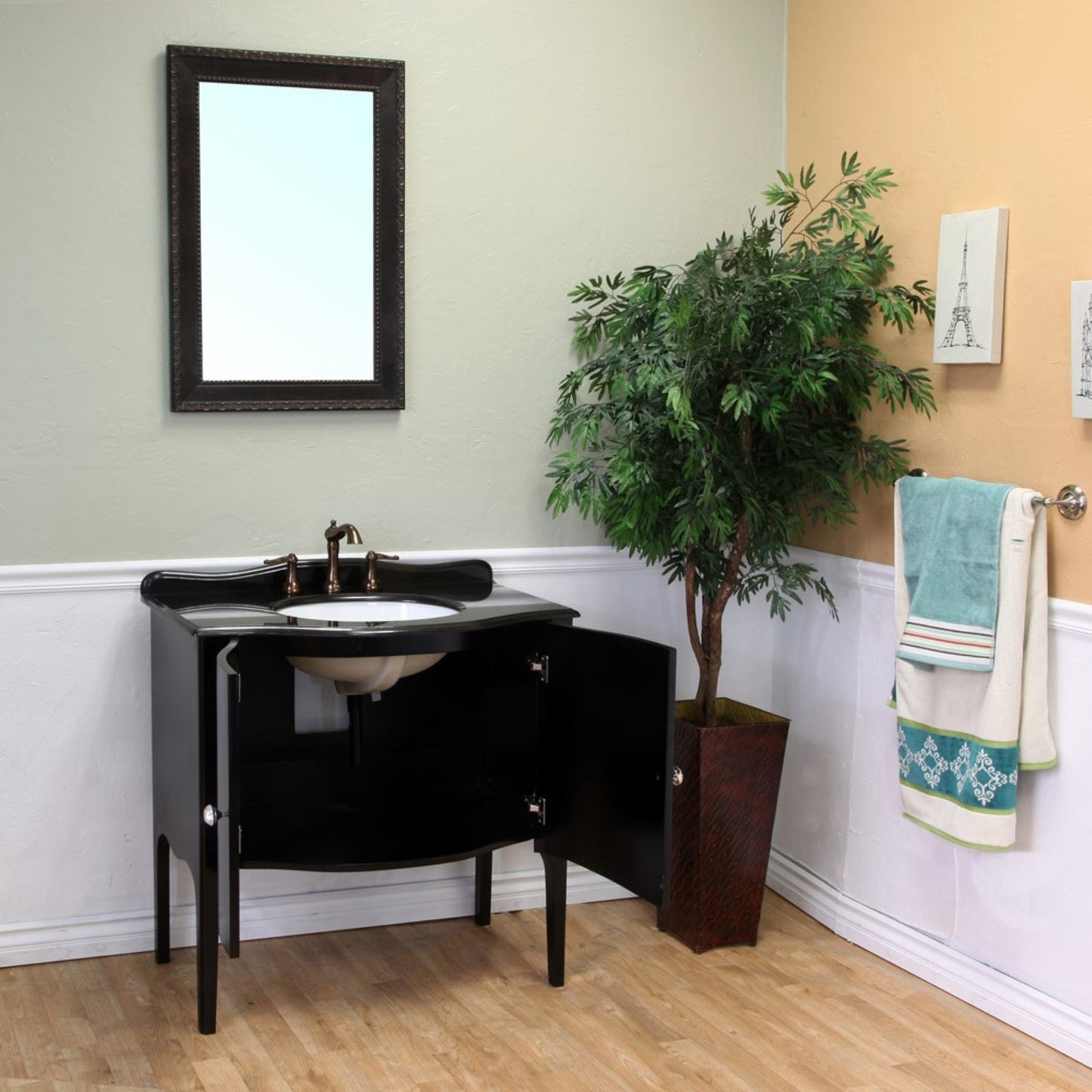 36" Single sink vanity wood black