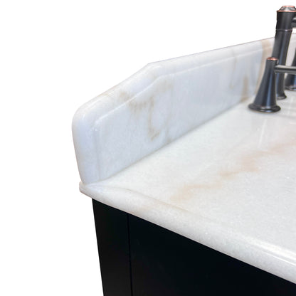 36" Single sink vanity wood black white Jazz marble