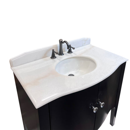 36" Single sink vanity wood black white Jazz marble