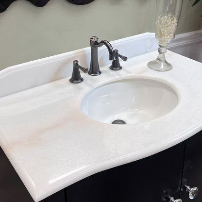 36" Single sink vanity wood black white Jazz marble