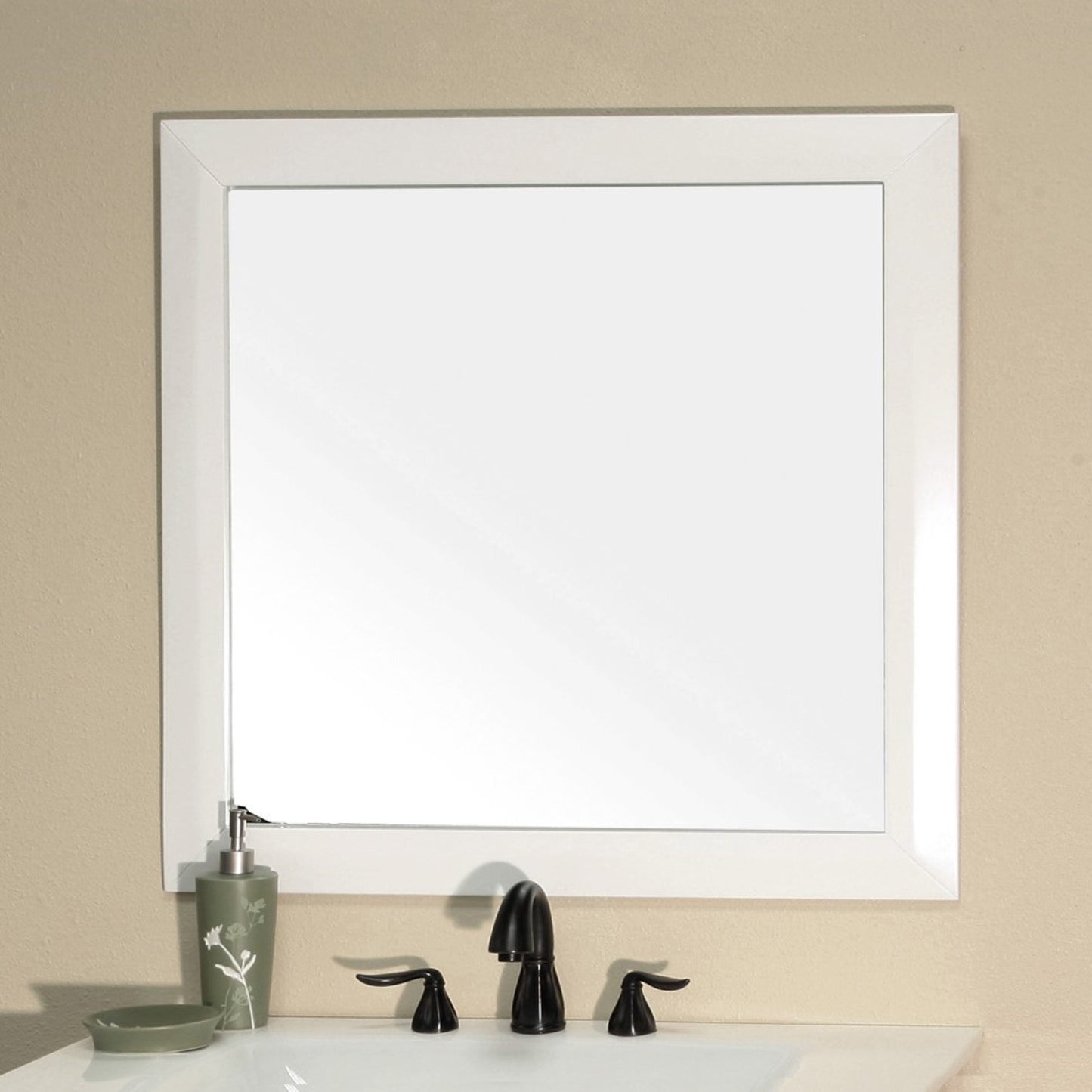 Solid wood frame mirror white