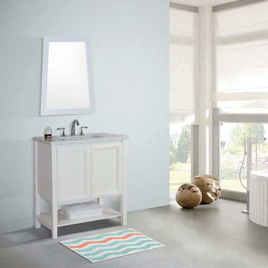 31" Single sink vanity wood white engineered stone