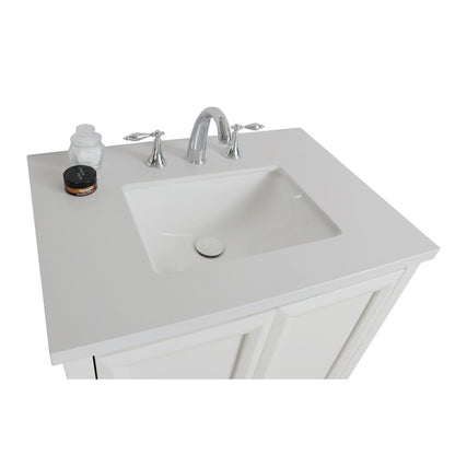 31" Single sink vanity wood white engineered stone
