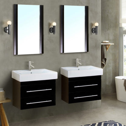48.5" Double wall mount style sink vanity wood black