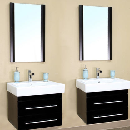 48.5" Double wall mount style sink vanity wood black