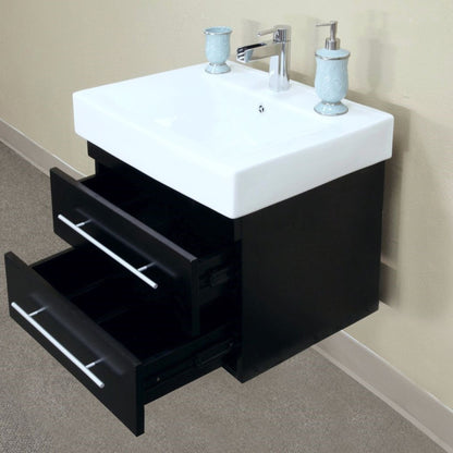 48.5" Double wall mount style sink vanity wood black