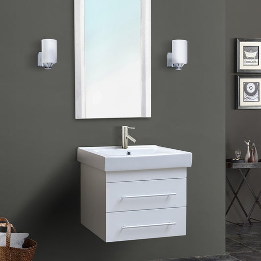 24.25" Single wall mount style sink vanity wood white